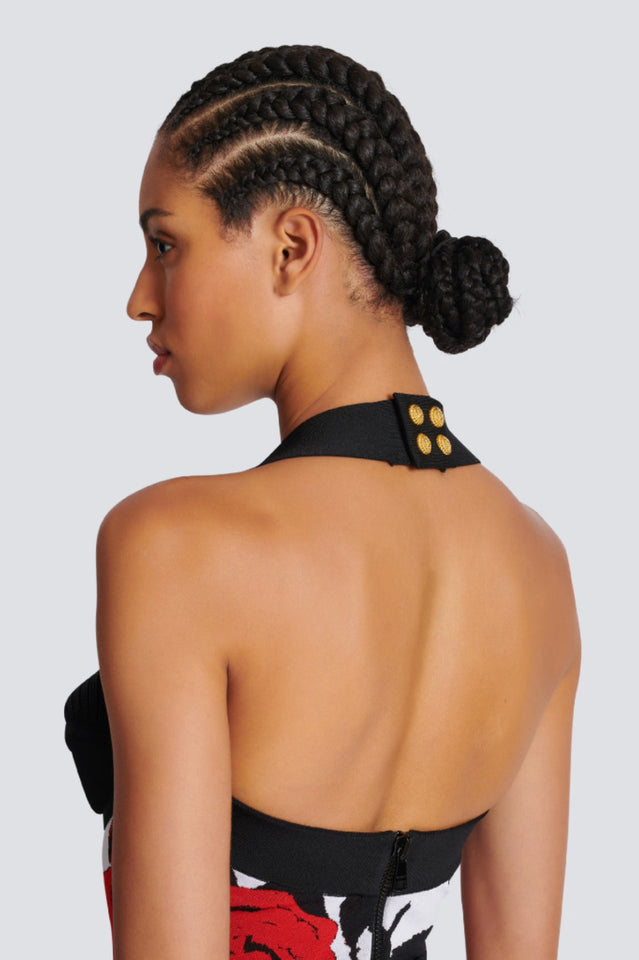 Knit Floral Halter Neck Midi Dress | Dress In Beauty Knit Floral Halter Neck Midi Dress | Dress In Beauty