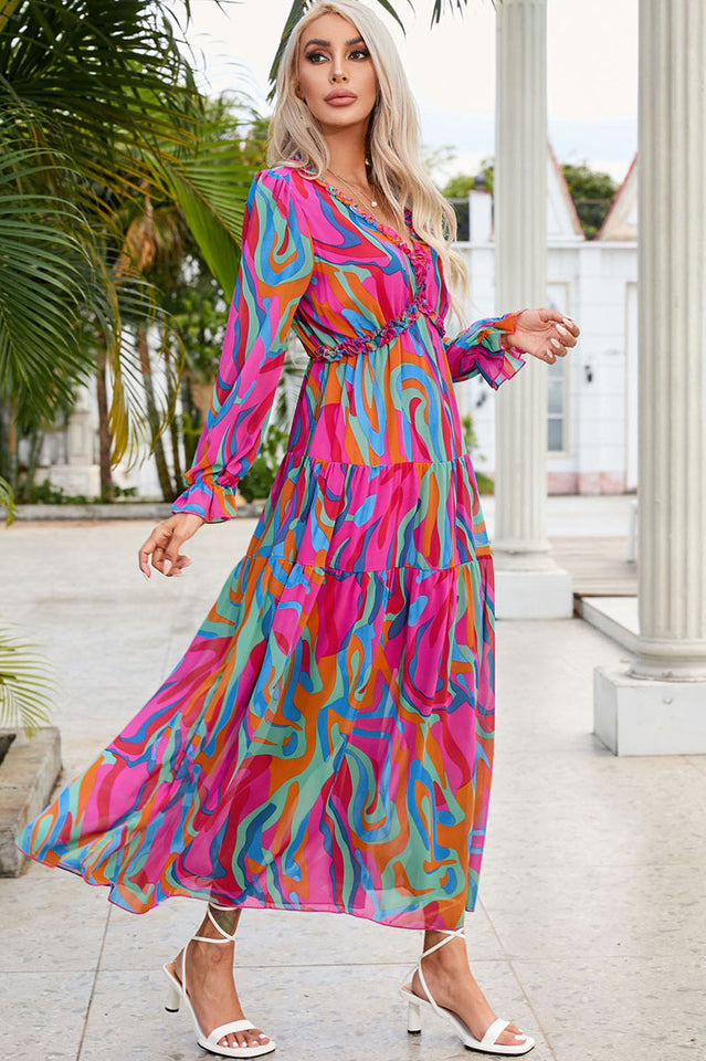 Abstract Art Tiered Maxi Dress | Dress In Beauty Abstract Art Tiered Maxi Dress | Dress In Beauty
