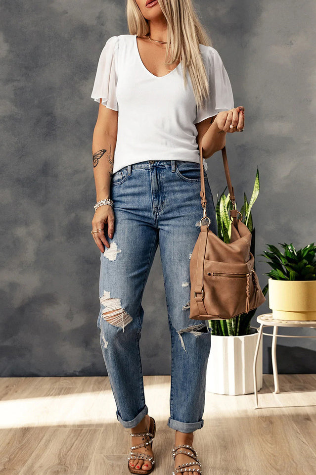 V-Neck Flutter Sleeve Top | Dress In Beauty V-Neck Flutter Sleeve Top | Dress In Beauty