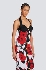 Knit Floral Halter Neck Midi Dress | Dress In Beauty Knit Floral Halter Neck Midi Dress | Dress In Beauty