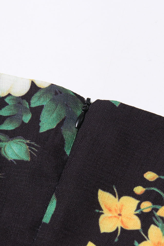 Printed Long Sleeve Cotton-Blend Midi Dress | Dress In Beauty Printed Long Sleeve Cotton-Blend Midi Dress | Dress In Beauty