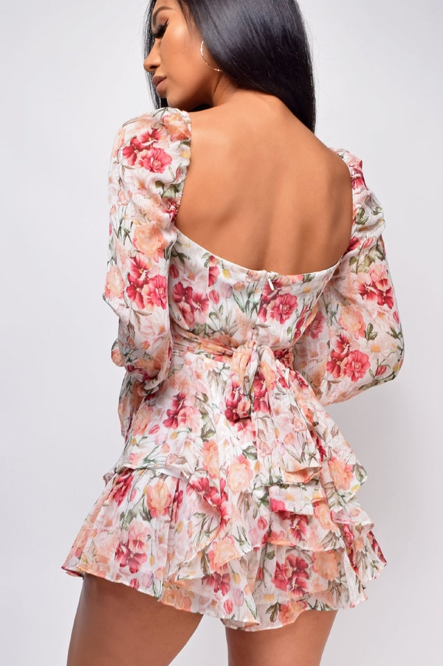 Flora Shirred Sleeves Romper | Dress In Beauty Flora Shirred Sleeves Romper | Dress In Beauty