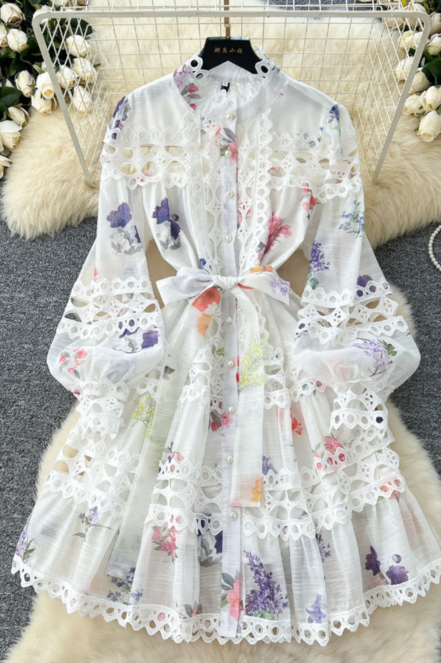 Alice Floral Print Lace Panelled Mini Dress | Dress In Beauty Alice Floral Print Lace Panelled Mini Dress | Dress In Beauty