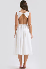 Cindy White Twill Midi Sundress | Dress In Beauty Cindy White Twill Midi Sundress | Dress In Beauty