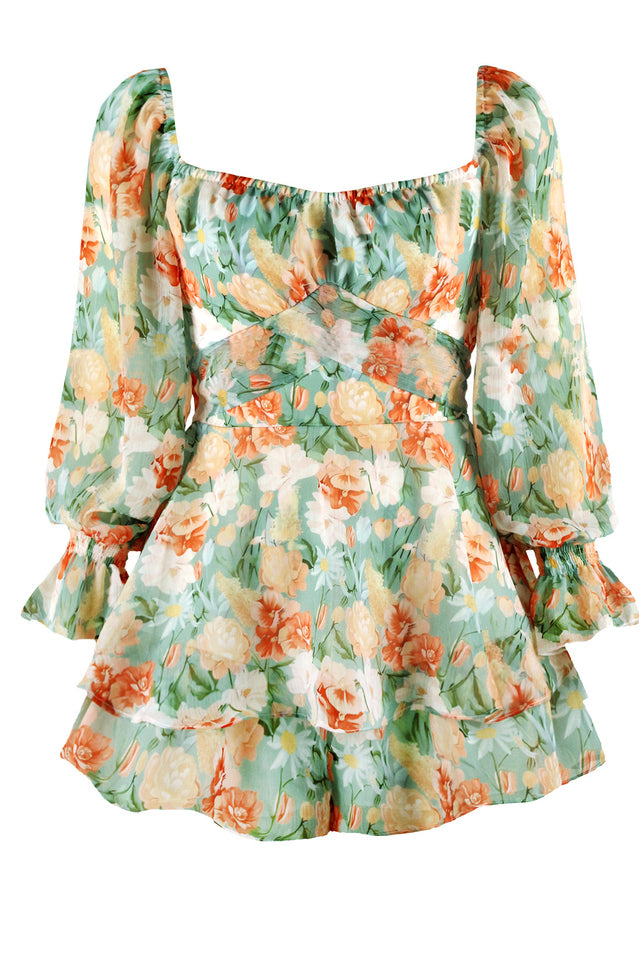 Flora Shirred Sleeves Romper | Dress In Beauty Flora Shirred Sleeves Romper | Dress In Beauty