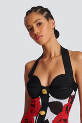 Knit Floral Halter Neck Midi Dress | Dress In Beauty Knit Floral Halter Neck Midi Dress | Dress In Beauty