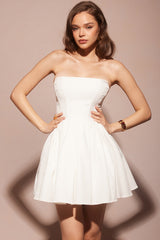 Emmanuela Tomato Strapless Pleated Mini Dress | Dress In Beauty Emmanuela Tomato Strapless Pleated Mini Dress | Dress In Beauty