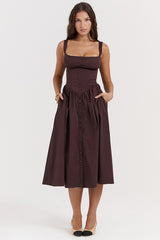Rich Brown Midi Sundress | Dress In Beauty Rich Brown Midi Sundress | Dress In Beauty