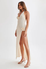 Barbara Halter Floral Applique Knitted Dress | Dress In Beauty Barbara Halter Floral Applique Knitted Dress | Dress In Beauty