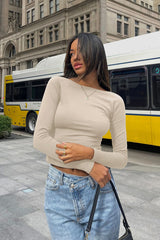 Backless Round Neck Long Sleeve Blouse | Dress In Beauty Backless Round Neck Long Sleeve Blouse | Dress In Beauty