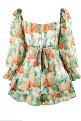 Flora Shirred Sleeves Romper | Dress In Beauty Flora Shirred Sleeves Romper | Dress In Beauty