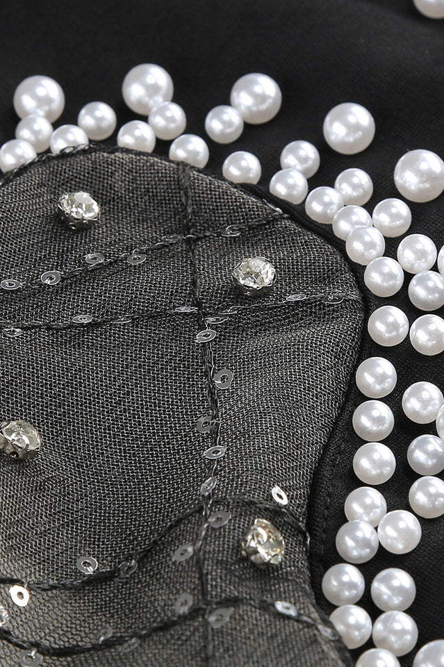 Strapless Pearl Mesh Mini Dress | Dress In Beauty Strapless Pearl Mesh Mini Dress | Dress In Beauty