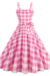 Barbie Movie Margot Pink Plaid Check Dress | Dress In Beauty