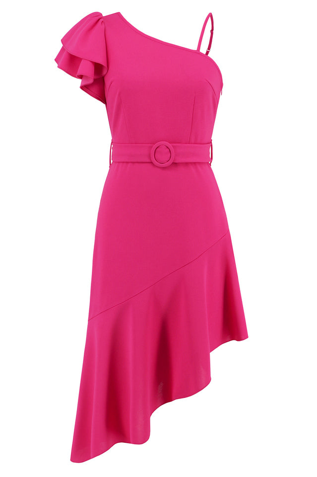 Asymmetrical Neck Flutter Sleeve Dress | Dress In Beauty Asymmetrical Neck Flutter Sleeve Dress | Dress In Beauty