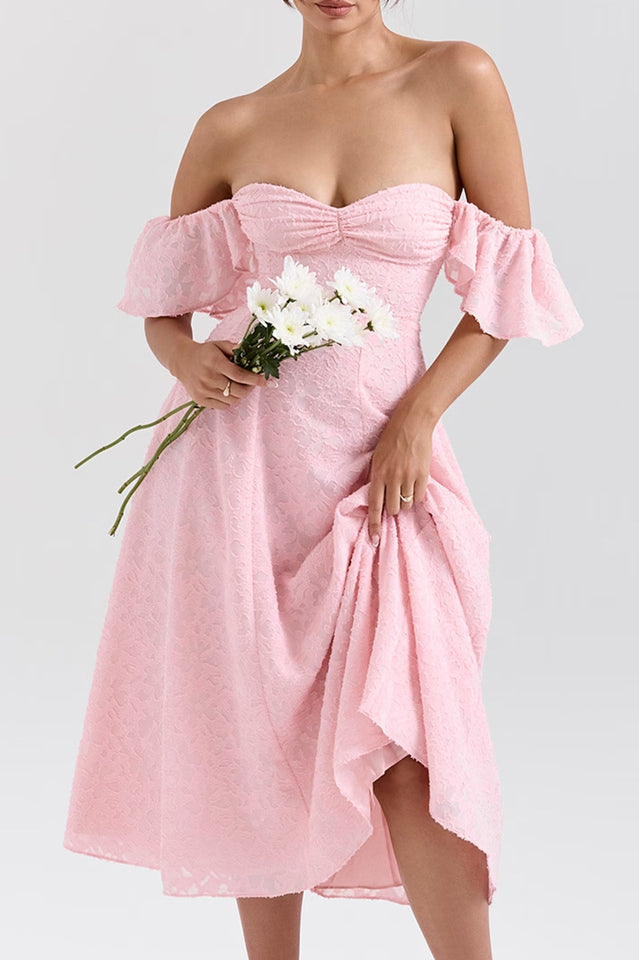 Emma Pink Floral Jacquard Midi Dress | Dress In Beauty Emma Pink Floral Jacquard Midi Dress | Dress In Beauty