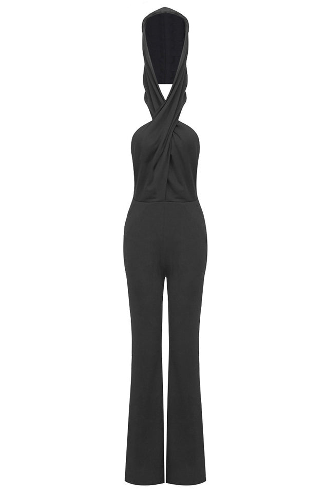 Backless Hooded Jumpsuit With Slip Pockets | Dress In Beauty Backless Hooded Jumpsuit With Slip Pockets | Dress In Beauty