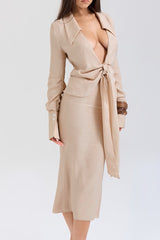 Draped Tie Front Shirt Set | Dress In Beauty Draped Tie Front Shirt Set | Dress In Beauty