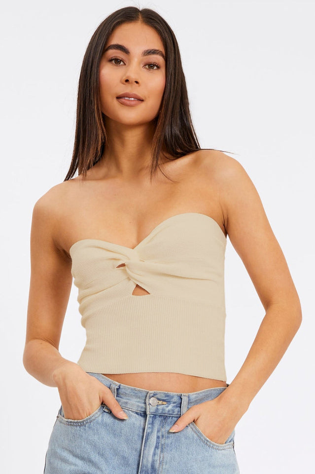 Merlaine Strapless Knotted Knit Crop Top | Dress In Beauty Merlaine Strapless Knotted Knit Crop Top | Dress In Beauty