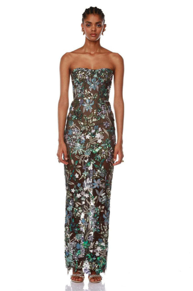 Kamames Strapless Floral Sequined Maxi Dress | Dress In Beauty Kamames Strapless Floral Sequined Maxi Dress | Dress In Beauty