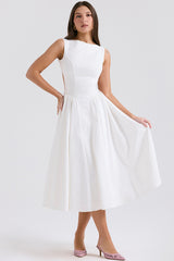 Cindy White Twill Midi Sundress | Dress In Beauty Cindy White Twill Midi Sundress | Dress In Beauty