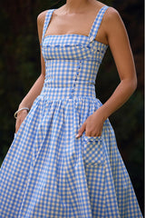 Vivien Regatta Blue Gingham Midi Sundress | Dress In Beauty Vivien Regatta Blue Gingham Midi Sundress | Dress In Beauty