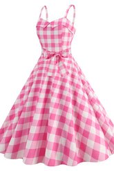 Barbie Movie Margot Pink Plaid Check Dress | Dress In Beauty