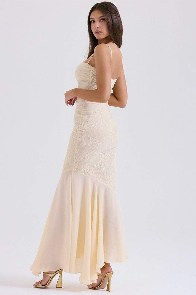 Vanilla Chiffon & Lace Gown | Dress In Beauty Vanilla Chiffon & Lace Gown | Dress In Beauty