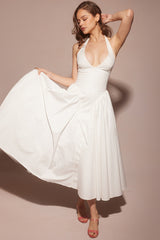 Marilyn White Cotton Halter Midi Sundress | Dress In Beauty Marilyn White Cotton Halter Midi Sundress | Dress In Beauty