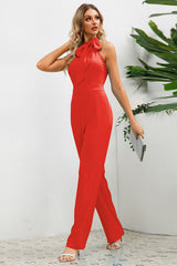 Sleek Bowknot Halter Neck Jumpsuit | Dress In Beauty Sleek Bowknot Halter Neck Jumpsuit | Dress In Beauty