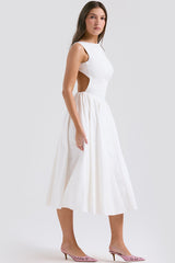 Cindy White Twill Midi Sundress | Dress In Beauty Cindy White Twill Midi Sundress | Dress In Beauty