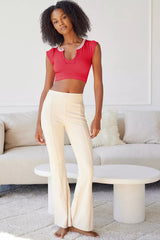 Notched Neck Cap Sleeve Cropped Tee | Dress In Beauty Notched Neck Cap Sleeve Cropped Tee | Dress In Beauty