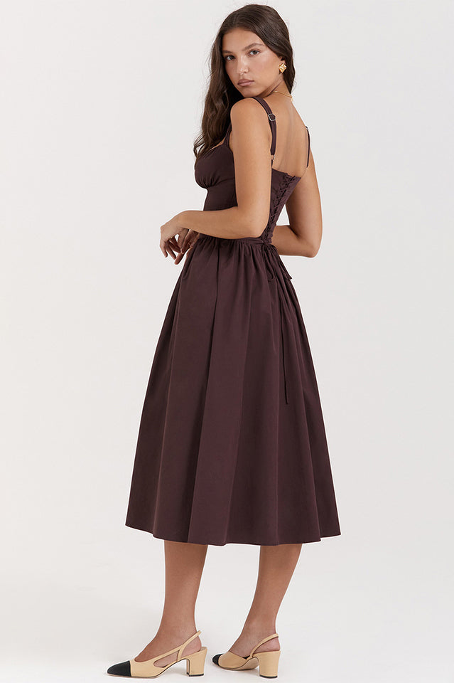 Rich Brown Midi Sundress | Dress In Beauty Rich Brown Midi Sundress | Dress In Beauty