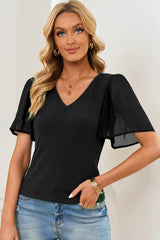 V-Neck Flutter Sleeve Top | Dress In Beauty V-Neck Flutter Sleeve Top | Dress In Beauty