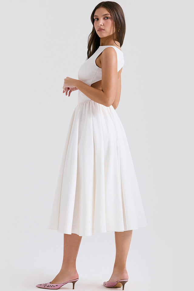 Cindy White Twill Midi Sundress | Dress In Beauty Cindy White Twill Midi Sundress | Dress In Beauty