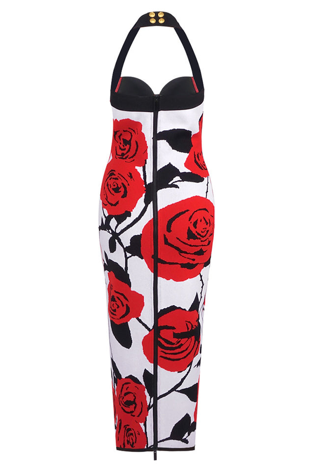 Knit Floral Halter Neck Midi Dress | Dress In Beauty Knit Floral Halter Neck Midi Dress | Dress In Beauty