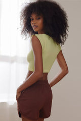 Notched Neck Cap Sleeve Cropped Tee | Dress In Beauty Notched Neck Cap Sleeve Cropped Tee | Dress In Beauty