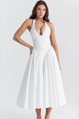 Marilyn White Cotton Halter Midi Sundress | Dress In Beauty Marilyn White Cotton Halter Midi Sundress | Dress In Beauty