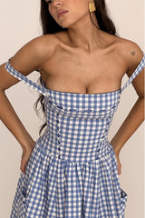 Vivien Regatta Blue Gingham Midi Sundress | Dress In Beauty Vivien Regatta Blue Gingham Midi Sundress | Dress In Beauty