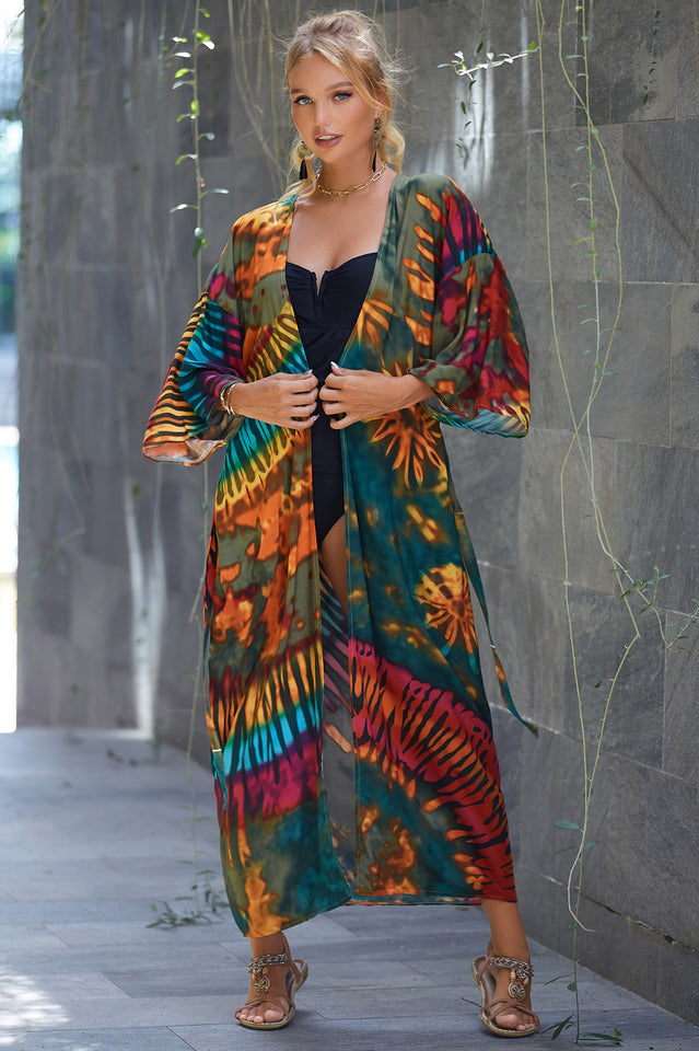 Tie Dye Belt Kimono Blouse (15 Colors) | Dress In Beauty Tie Dye Belt Kimono Blouse (15 Colors) | Dress In Beauty