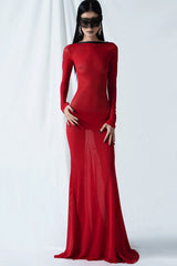 Sheer Backless Long Sleeve Dress | Dress In Beauty Sheer Backless Long Sleeve Dress | Dress In Beauty