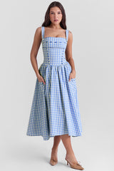 Vivien Regatta Blue Gingham Midi Sundress | Dress In Beauty Vivien Regatta Blue Gingham Midi Sundress | Dress In Beauty