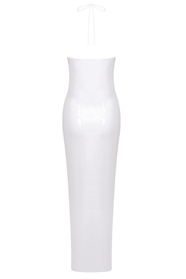 Glitter Rosette Halter Sequined Maxi Dress | Dress In Beauty Glitter Rosette Halter Sequined Maxi Dress | Dress In Beauty