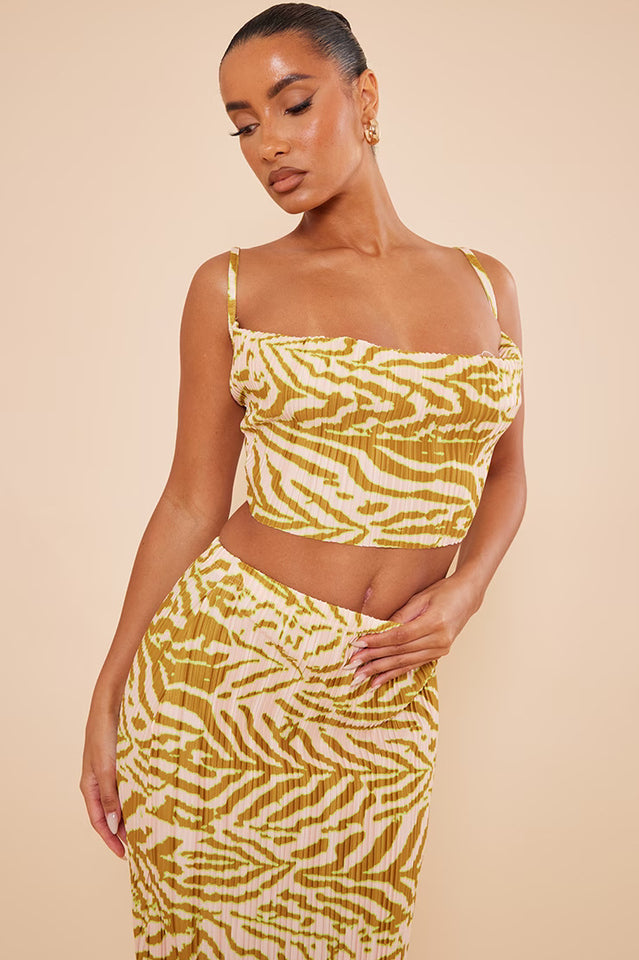 Plisse Strappy Cow Neck Top + Skirt Set | Dress In Beauty Plisse Strappy Cow Neck Top + Skirt Set | Dress In Beauty