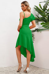 Asymmetrical Neck Flutter Sleeve Dress | Dress In Beauty Asymmetrical Neck Flutter Sleeve Dress | Dress In Beauty