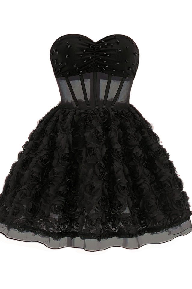 Strapless Corset Floral A Line Dress | Dress In Beauty Strapless Corset Floral A Line Dress | Dress In Beauty