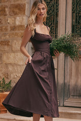 Rich Brown Midi Sundress | Dress In Beauty Rich Brown Midi Sundress | Dress In Beauty