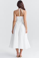 Marilyn White Cotton Halter Midi Sundress | Dress In Beauty Marilyn White Cotton Halter Midi Sundress | Dress In Beauty