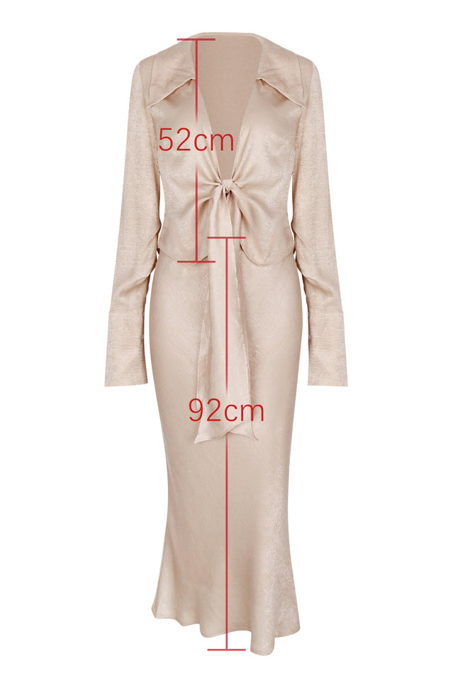 Draped Tie Front Shirt Set | Dress In Beauty Draped Tie Front Shirt Set | Dress In Beauty