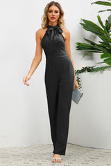 Sleek Bowknot Halter Neck Jumpsuit | Dress In Beauty Sleek Bowknot Halter Neck Jumpsuit | Dress In Beauty
