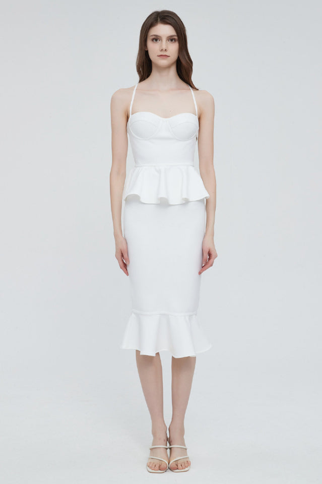 Strappy Peplum Frill Hem Bandage Midi Dress | Dress In Beauty Strappy Peplum Frill Hem Bandage Midi Dress | Dress In Beauty